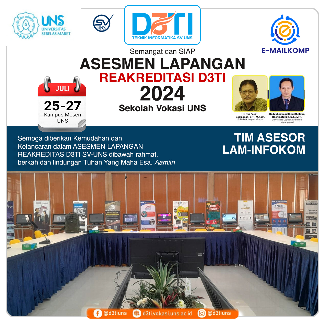 Asesmen Lapangan Reakreditasi 2024 Program Studi D3 Teknik Informatika UNS oleh LAM INFOKOM